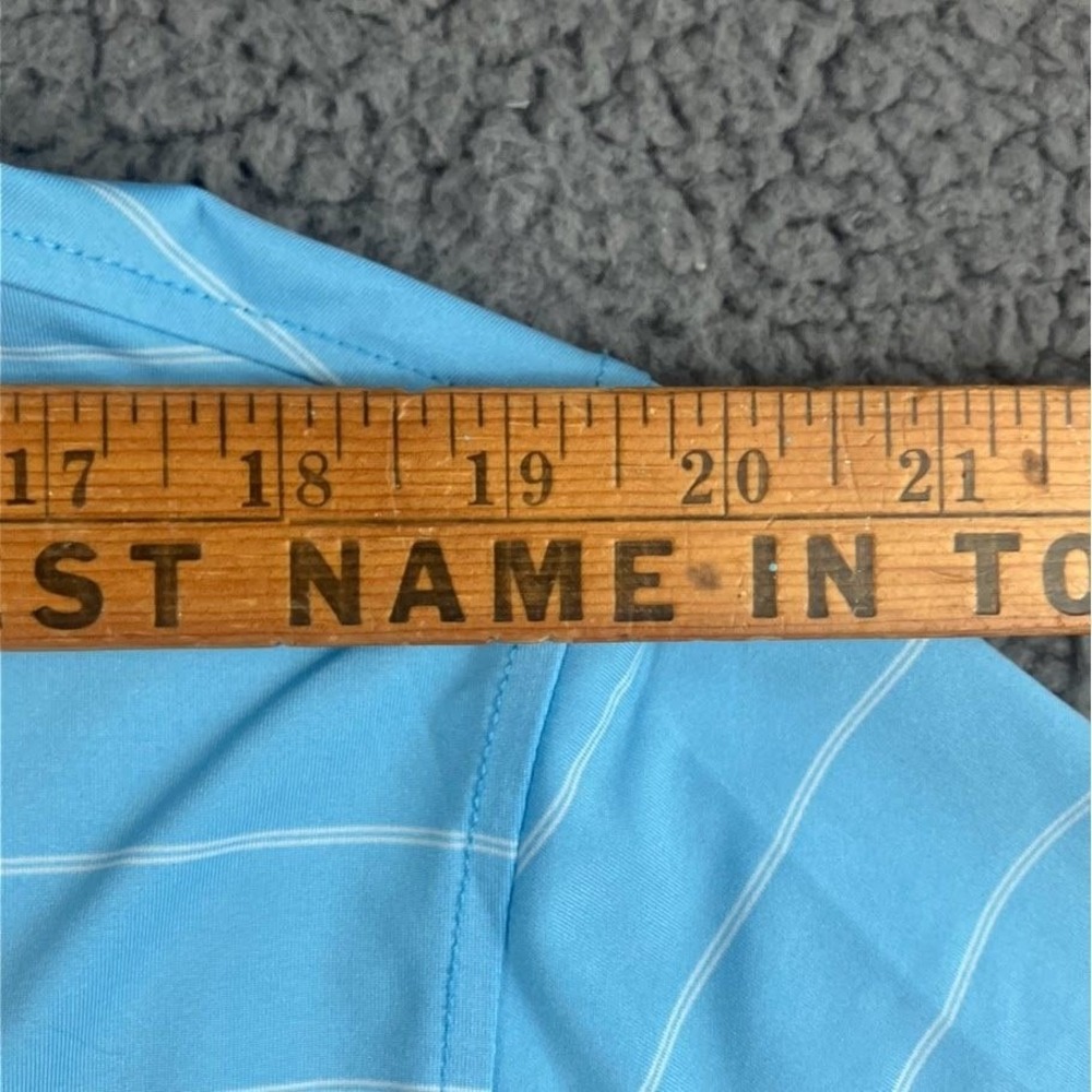 FootJoy Mens Large Light Blue Striped Short Sleeve Golf Polo Shirt FJ Logo - Picture 4 of 12